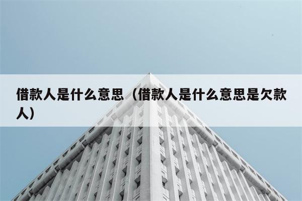 借款人是什么意思（借款人是什么意思是欠款人） 