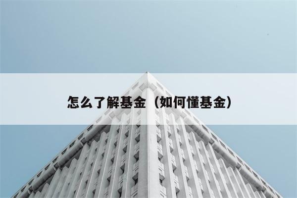 怎么了解基金（如何懂基金） 