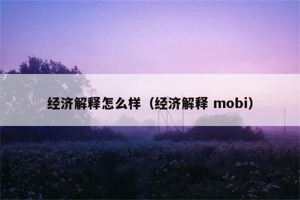 经济解释怎么样（经济解释 mobi） 