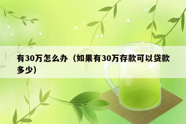 有30万怎么办（如果有30万存款可以贷款多少） 