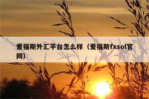 爱福斯外汇平台怎么样（爱福斯fxsol官网） 