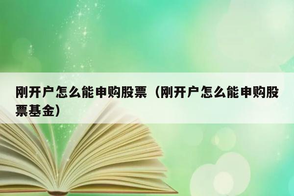 刚开户怎么能申购股票（刚开户怎么能申购股票基金） 