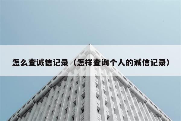 怎么查诚信记录（怎样查询个人的诚信记录） 