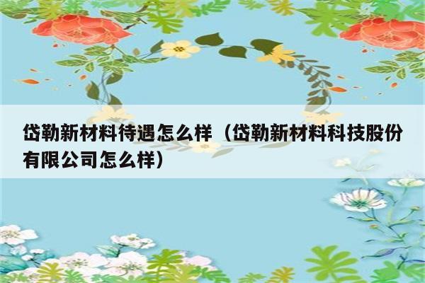 岱勒新材料待遇怎么样（岱勒新材料科技股份有限公司怎么样） 