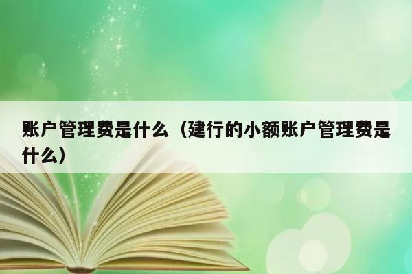 账户管理费是什么（建行的小额账户管理费是什么） 