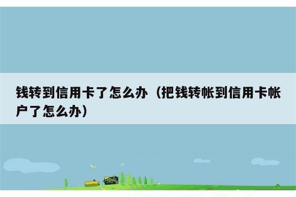 钱转到信用卡了怎么办（把钱转帐到信用卡帐户了怎么办） 