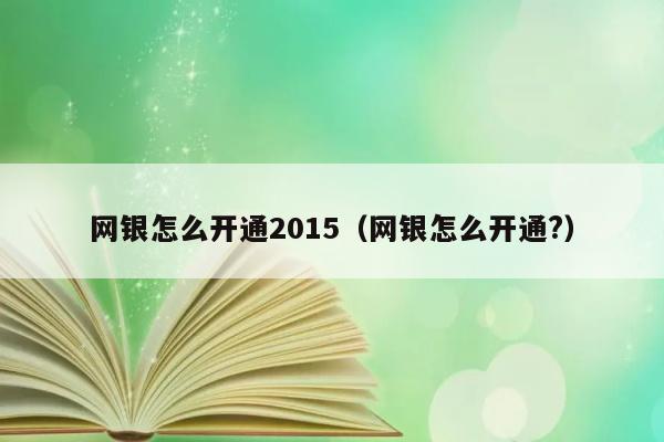 网银怎么开通2015（网银怎么开通?） 