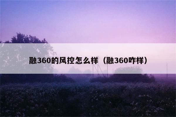 融360的风控怎么样（融360咋样） 