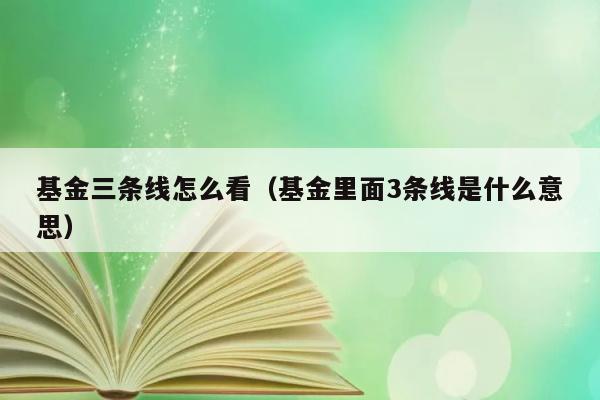 基金三条线怎么看（基金里面3条线是什么意思） 