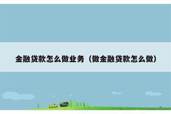 金融贷款怎么做业务（做金融贷款怎么做） 