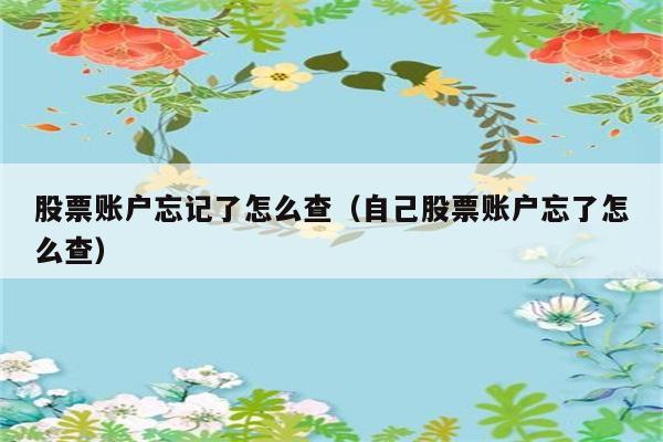 股票账户忘记了怎么查（自己股票账户忘了怎么查） 