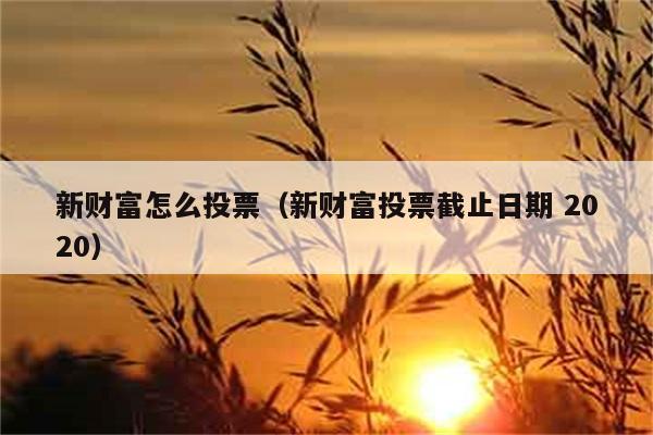 新财富怎么投票（新财富投票截止日期 2020） 