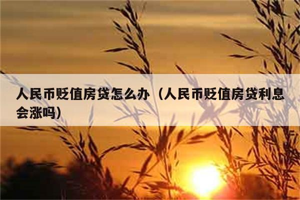 人民币贬值房贷怎么办（人民币贬值房贷利息会涨吗） 