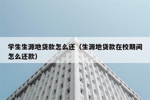 学生生源地贷款怎么还（生源地贷款在校期间怎么还款） 