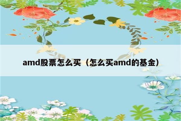 amd股票怎么买（怎么买amd的基金） 