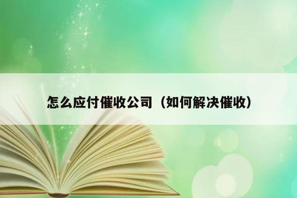 怎么应付催收公司（如何解决催收） 