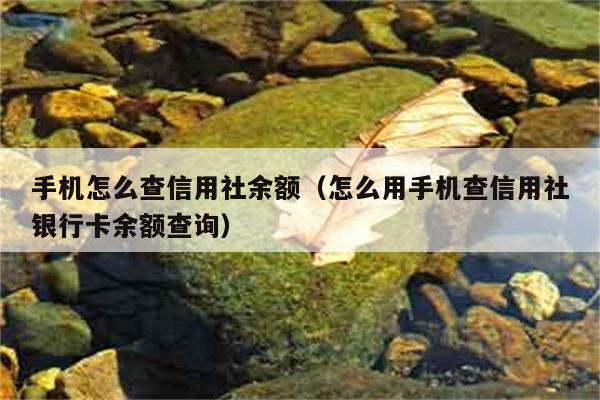 手机怎么查信用社余额（怎么用手机查信用社银行卡余额查询） 