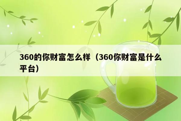 360的你财富怎么样（360你财富是什么平台） 