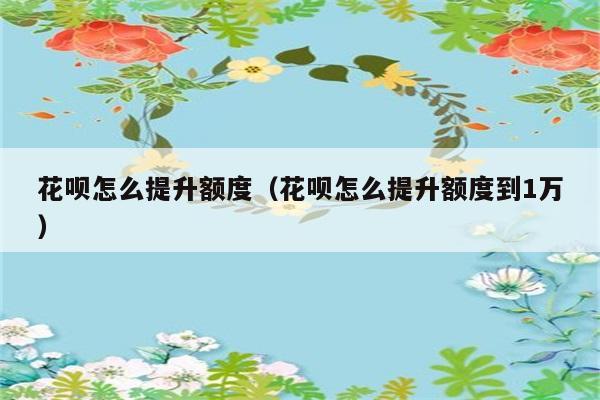 花呗怎么提升额度（花呗怎么提升额度到1万） 