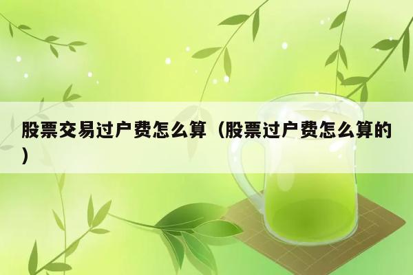 股票交易过户费怎么算（股票过户费怎么算的） 