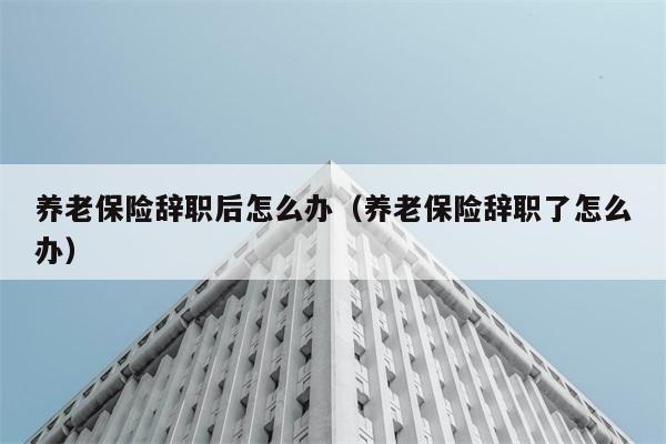 养老保险辞职后怎么办（养老保险辞职了怎么办） 