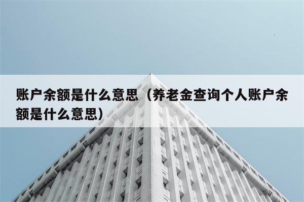 账户余额是什么意思（养老金查询个人账户余额是什么意思） 