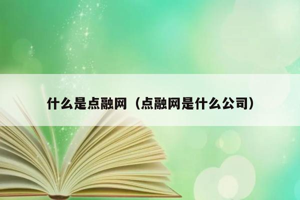 什么是点融网（点融网是什么公司） 