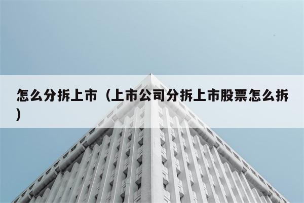 怎么分拆上市（上市公司分拆上市股票怎么拆） 