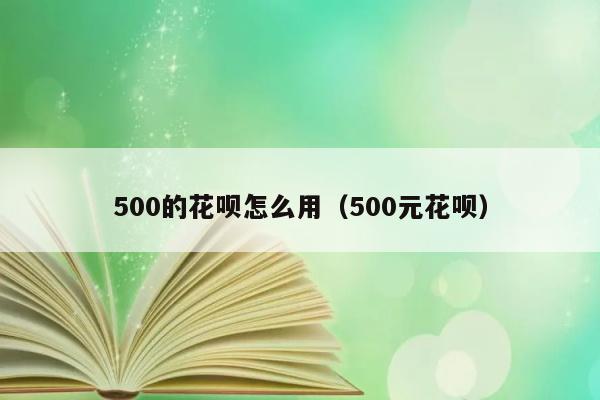 500的花呗怎么用（500元花呗） 