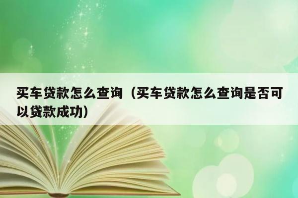 买车贷款怎么查询（买车贷款怎么查询是否可以贷款成功） 