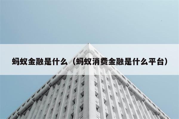 蚂蚁金融是什么（蚂蚁消费金融是什么平台） 