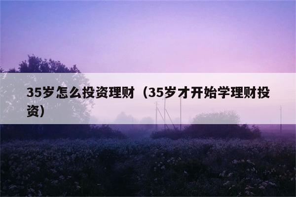 35岁怎么投资理财（35岁才开始学理财投资） 