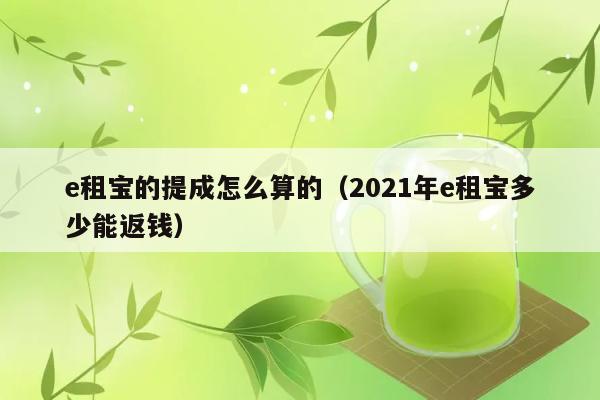 e租宝的提成怎么算的（2021年e租宝多少能返钱） 