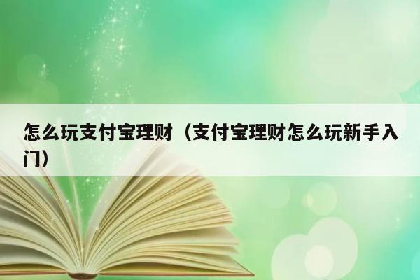 怎么玩支付宝理财（支付宝理财怎么玩新手入门） 