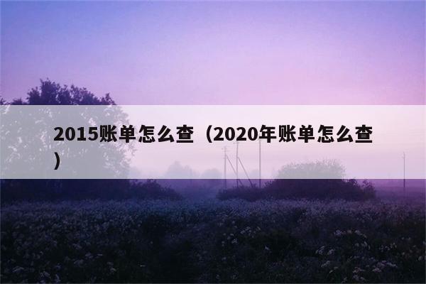 2015账单怎么查（2020年账单怎么查） 