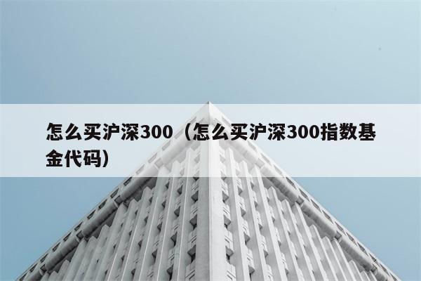 怎么买沪深300（怎么买沪深300指数基金代码） 