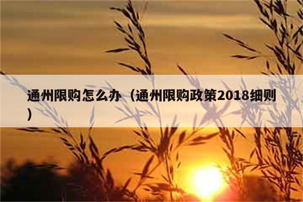 通州限购怎么办（通州限购政策2018细则） 