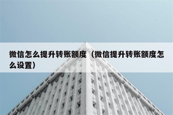 微信怎么提升转账额度（微信提升转账额度怎么设置） 