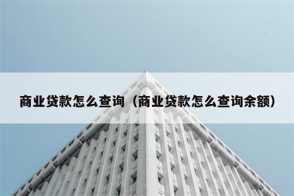 商业贷款怎么查询（商业贷款怎么查询余额） 