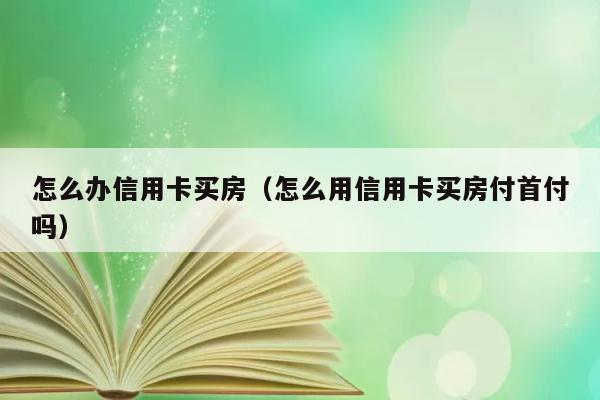 怎么办信用卡买房（怎么用信用卡买房付首付吗） 