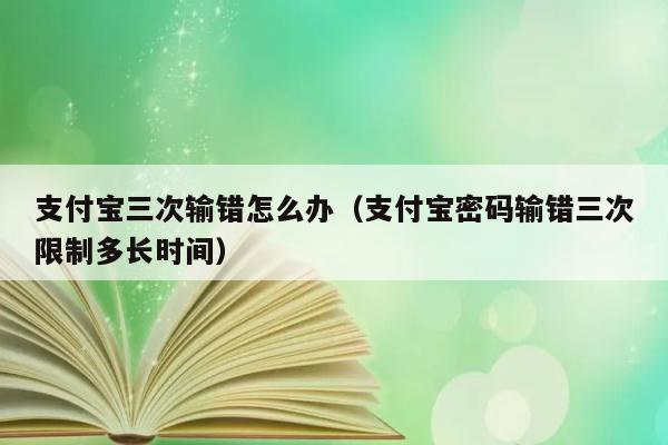 支付宝三次输错怎么办（支付宝密码输错三次限制多长时间） 