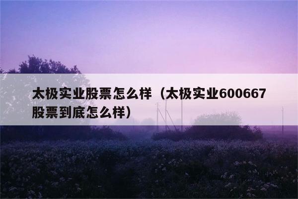 太极实业股票怎么样（太极实业600667股票到底怎么样） 