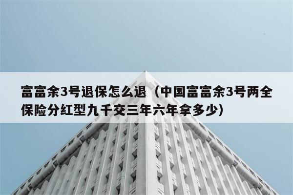 富富余3号退保怎么退（中国富富余3号两全保险分红型九千交三年六年拿多少） 