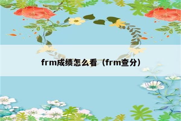 frm成绩怎么看（frm查分） 