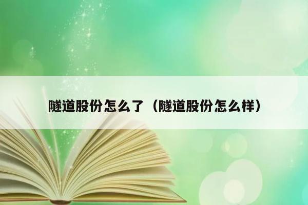 隧道股份怎么了（隧道股份怎么样） 