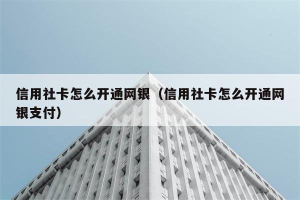 信用社卡怎么开通网银（信用社卡怎么开通网银支付） 