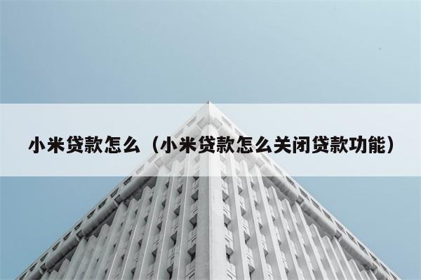 小米贷款怎么（小米贷款怎么关闭贷款功能） 