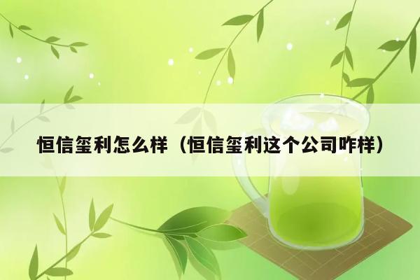 恒信玺利怎么样（恒信玺利这个公司咋样） 