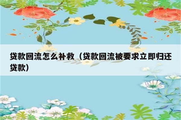 贷款回流怎么补救（贷款回流被要求立即归还贷款） 