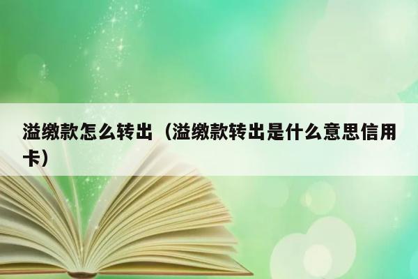 溢缴款怎么转出（溢缴款转出是什么意思信用卡） 